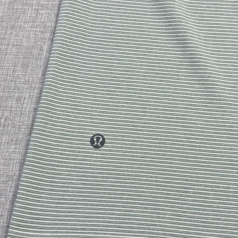 Lululemon Shirt Mens XL Green Striped Jersey Live In Practice Short Sleeve